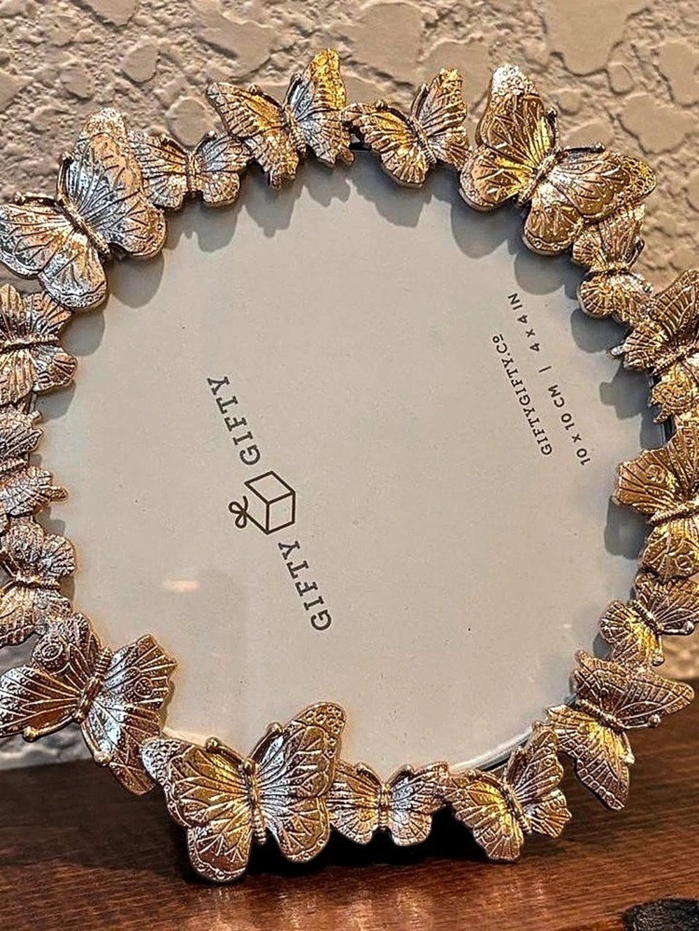 GIFTY Butterfly Picture Frame Gold & Silver Like New